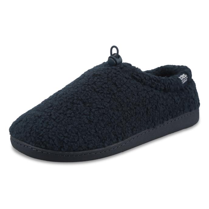 Isotoner® Mens Borg Full Back Slipper With Pull Toggle Navy Extra Image 2